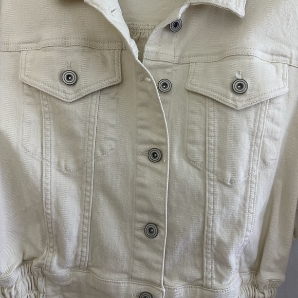 And Now This Cropped White Denim Jacket Womens Size Large - Picture 4 of 8